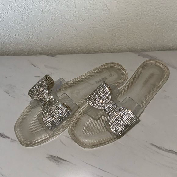 NWOT Steve Madden Clear Bow Detailed Slip On Sandals Women Size 9, EU 40 - Picture 3 of 3
